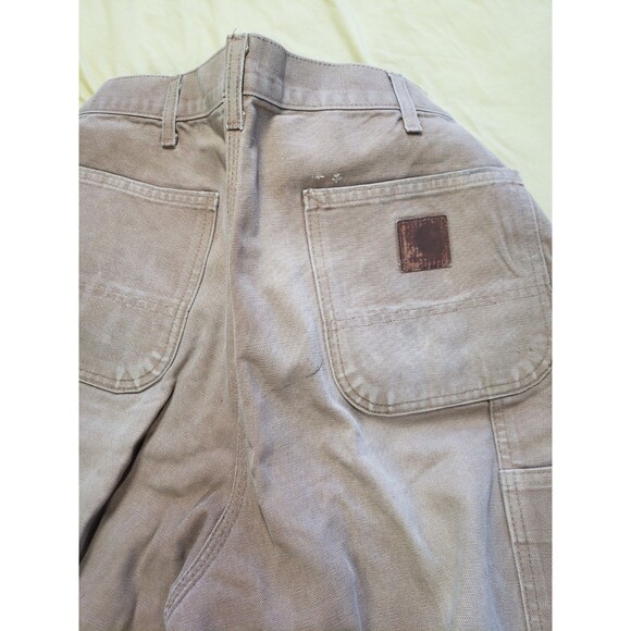 VTG Carhartt Carpenter Pants Mens 34x32 Beige Brown Canvas Utility Distressed - Picture 13 of 16